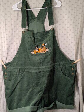 New! Plus Size 28 Mickey and Minnie Mouse Short Fall Overalls Corduroy